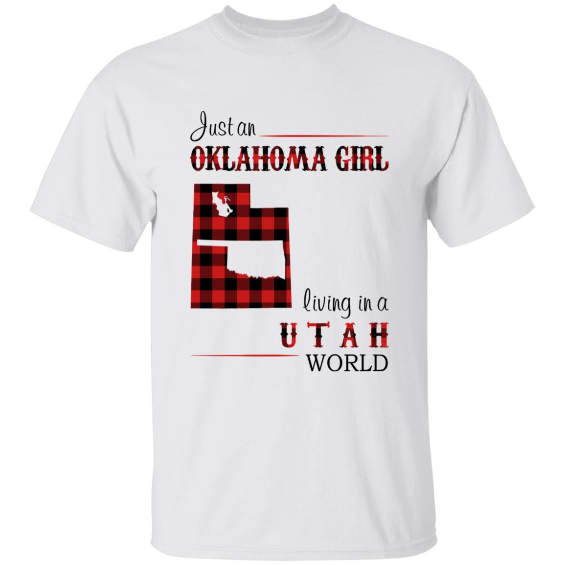 Just An Oklahoma Girl Living In A Utah World T-shirt - T-shirt Born Live Plaid Red Teezalo