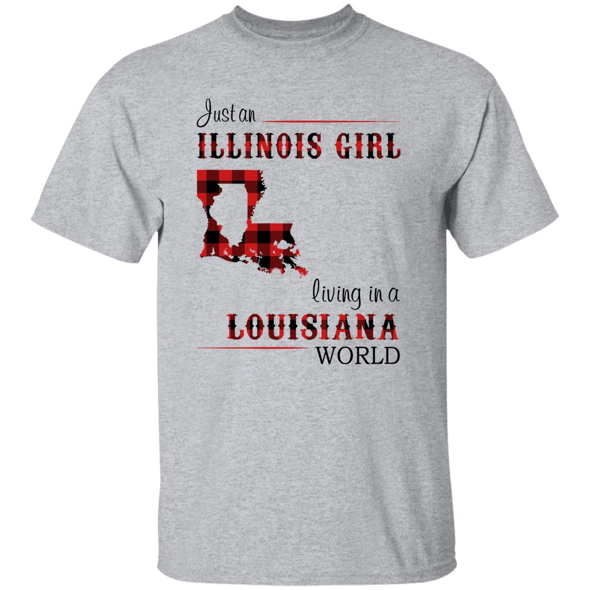Just An Illinois Girl Living In A Louisiana World T-shirt - T-shirt Born Live Plaid Red Teezalo