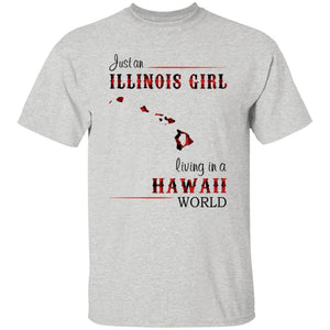 Just An Illinois Girl Living In A Hawaii World T-shirt - T-shirt Born Live Plaid Red Teezalo