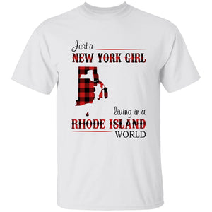 Just A New York Girl Living In A Rhode Island World T-shirt - T-shirt Born Live Plaid Red Teezalo