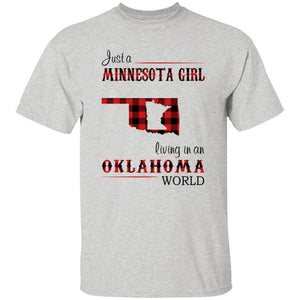 Just A Minnesota Girl Living In An Oklahoma World T-shirt - T-shirt Born Live Plaid Red Teezalo