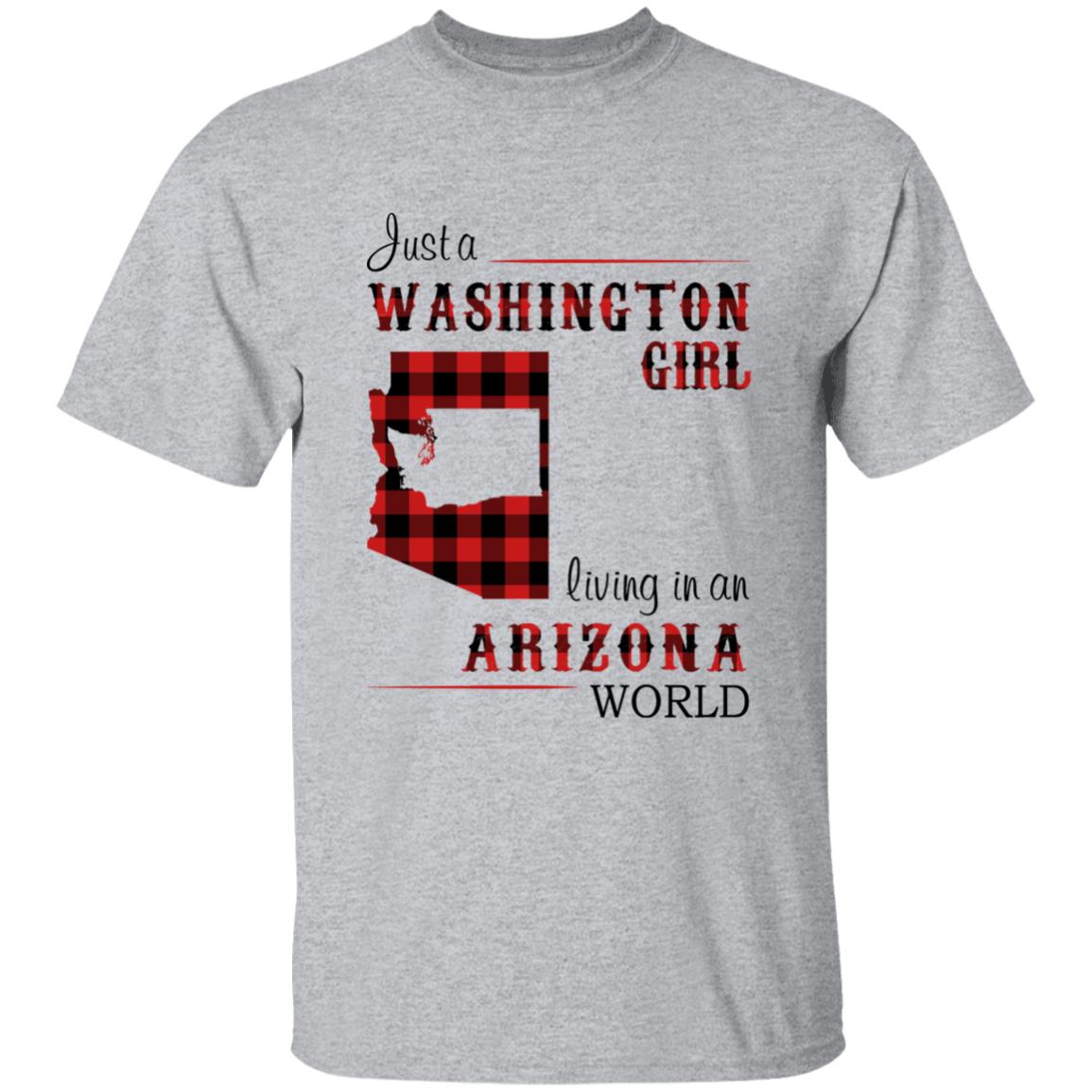 Just A Washington Girl Living In An Arizona World T-shirt - T-shirt Born Live Plaid Red Teezalo