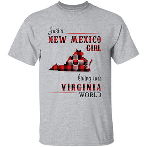 Just A New Mexico Girl Living In A Virginia World T-shirt - T-shirt Born Live Plaid Red Teezalo