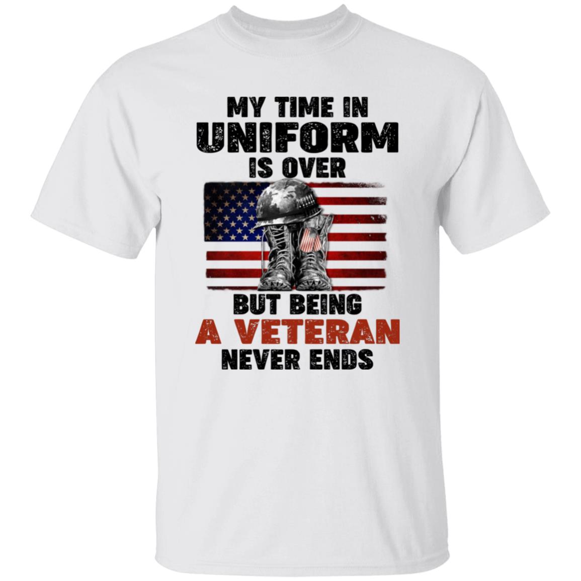 Veteran Shirt, My Time In Uniform Is Over But Being A Veteran Never Ends - T-shirt Veteran Teezalo
