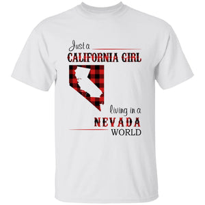 Just A California Girl Living In A Nevada World T-shirt - T-shirt Born Live Plaid Red Teezalo