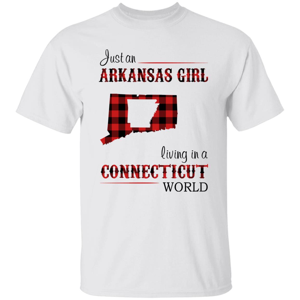 Just An Arkansas Girl Living In A Connecticut World T-shirt - T-shirt Born Live Plaid Red Teezalo