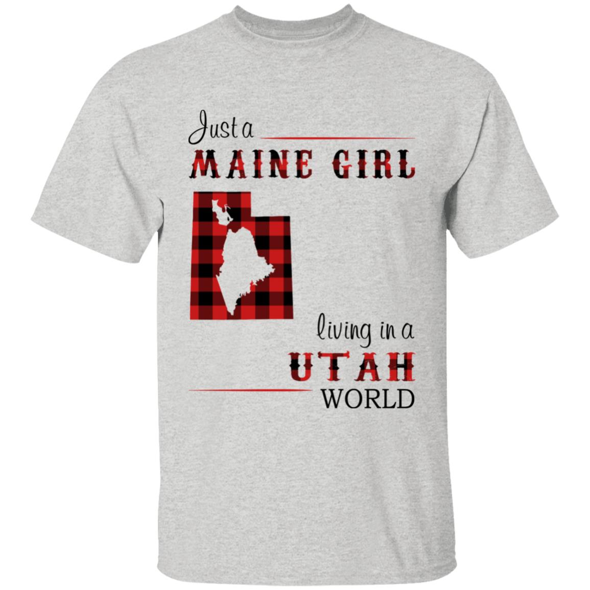 Just A Maine Girl Living In A Utah World T-shirt - T-shirt Born Live Plaid Red Teezalo