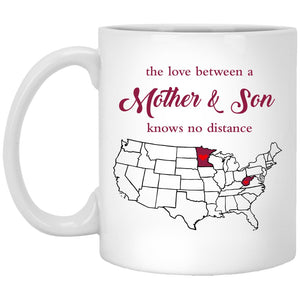Minnesota West Virginia The Love Between Mother And Son Mug - Mug Teezalo