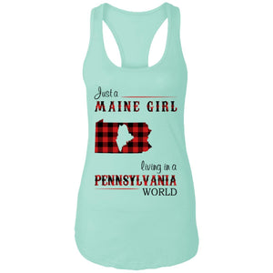 Just A Maine Girl Living In A Pennsylvania World T-Shirt - T-shirt Teezalo