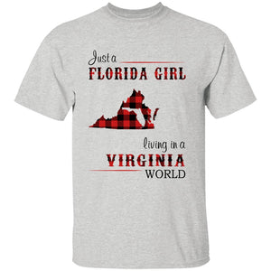 Just A Florida Girl Living In A Virginia World T-shirt - T-shirt Born Live Plaid Red Teezalo
