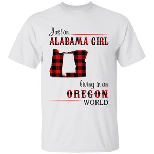 Just An Alabama Girl Living In An Oregon World T-shirt - T-shirt Born Live Plaid Red Teezalo