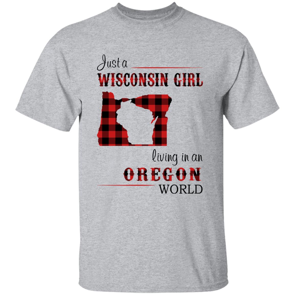 Just A Wisconsin Girl Living In An Oregon World T-shirt - T-shirt Born Live Plaid Red Teezalo