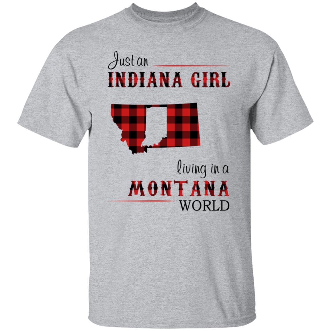 Just An Indiana Girl Living In A Montana World T-Shirt - T-shirt Born Live Plaid Red Teezalo