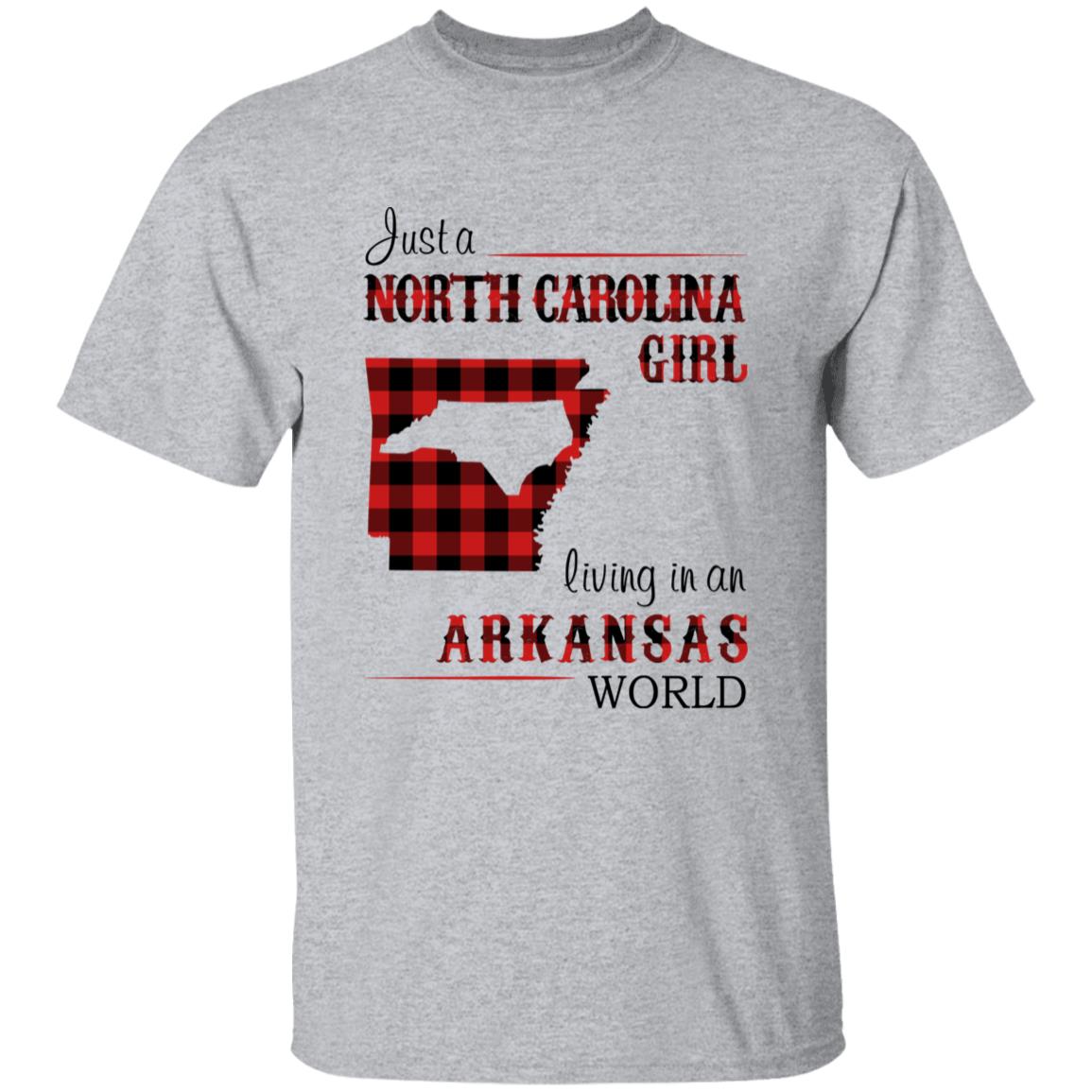 Just A North Carolina Girl Living In An Arkansas World T-shirt - T-shirt Born Live Plaid Red Teezalo