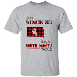 Just A Wyoming Girl Living In A South Dakota World T-shirt - T-shirt Born Live Plaid Red Teezalo