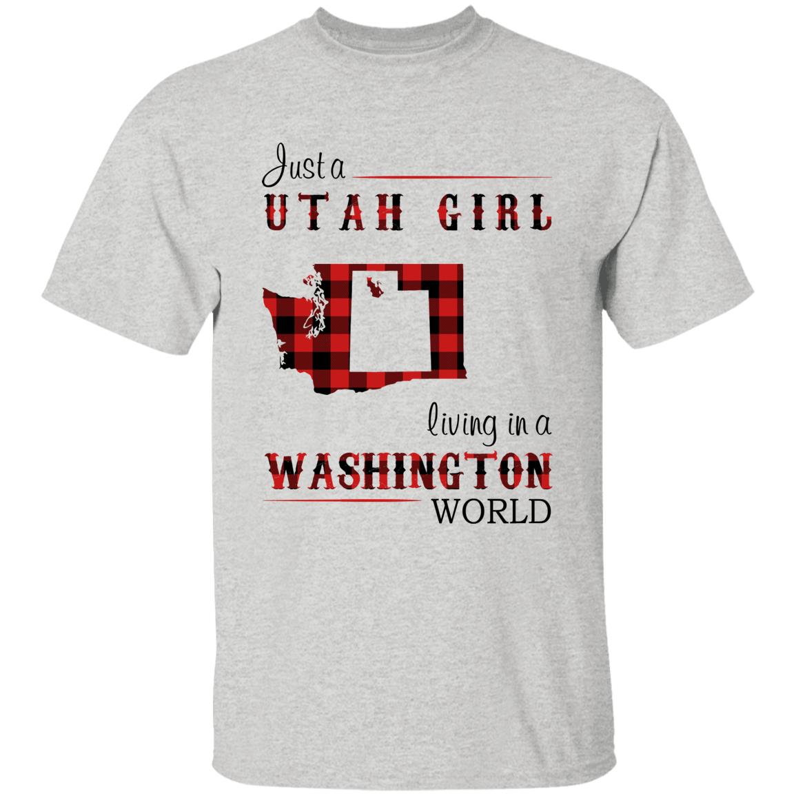 Just A Utah Girl Living In A Washington World T-shirt - T-shirt Born Live Plaid Red Teezalo