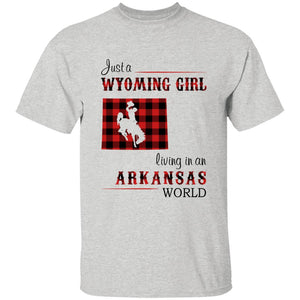 Just A Wyoming Girl Living In An Arkansas World T-shirt - T-shirt Born Live Plaid Red Teezalo