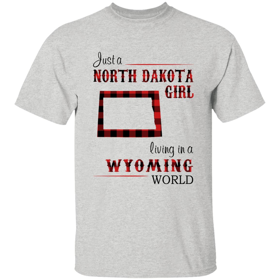 Just A North Dakota Girl Living In A Wyoming World T-shirt - T-shirt Born Live Plaid Red Teezalo