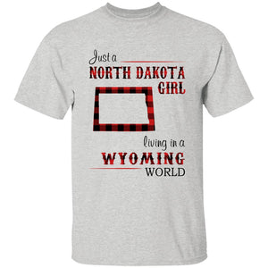 Just A North Dakota Girl Living In A Wyoming World T-shirt - T-shirt Born Live Plaid Red Teezalo