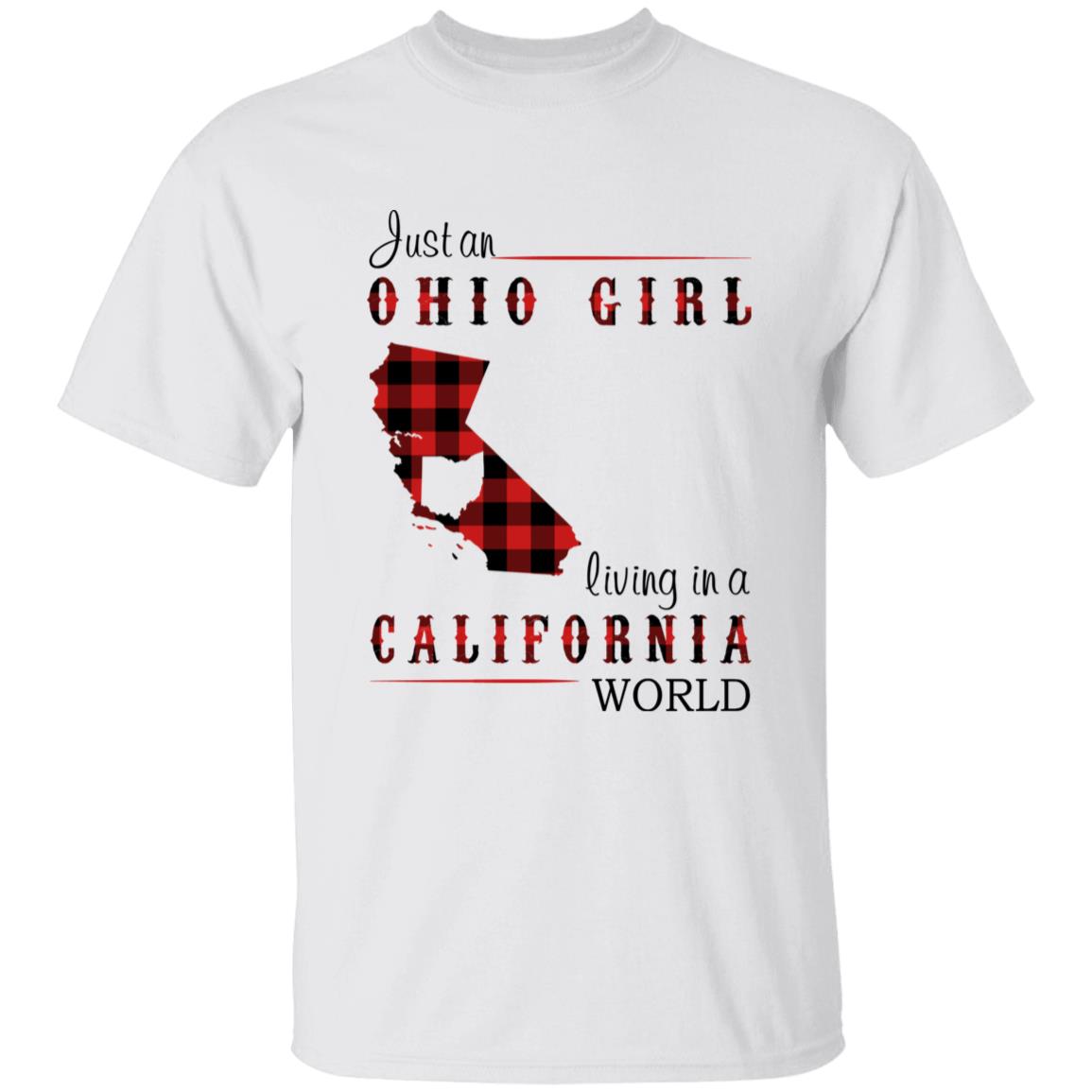 Just An Ohio Girl Living In A California World T-shirt - T-shirt Born Live Plaid Red Teezalo