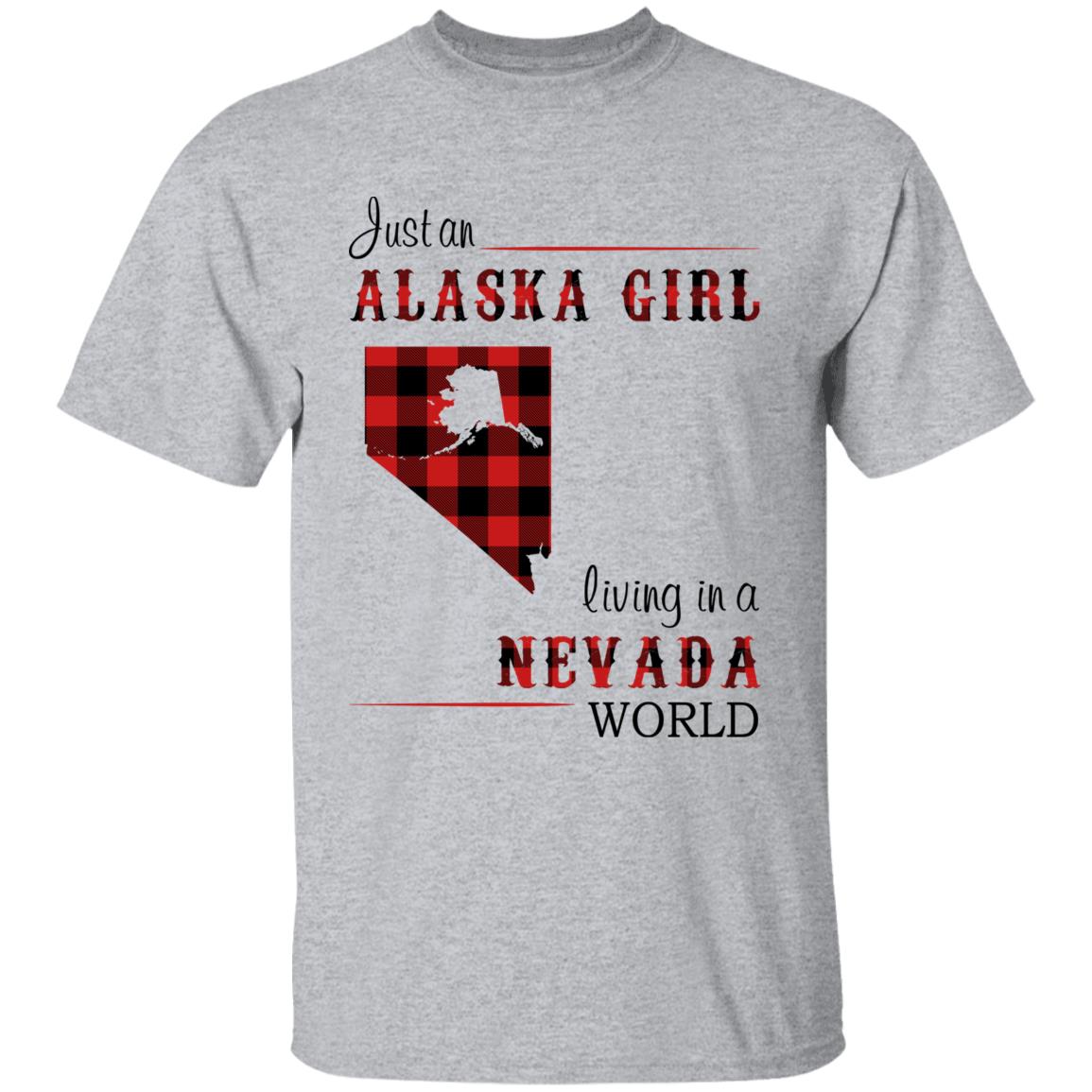 Just An Alaska Girl Living In A Nevada World T-shirt - T-shirt Born Live Plaid Red Teezalo