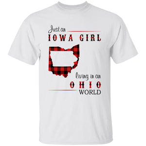 Just An Iowa Girl Living In An Ohio World T-shirt - T-shirt Born Live Plaid Red Teezalo