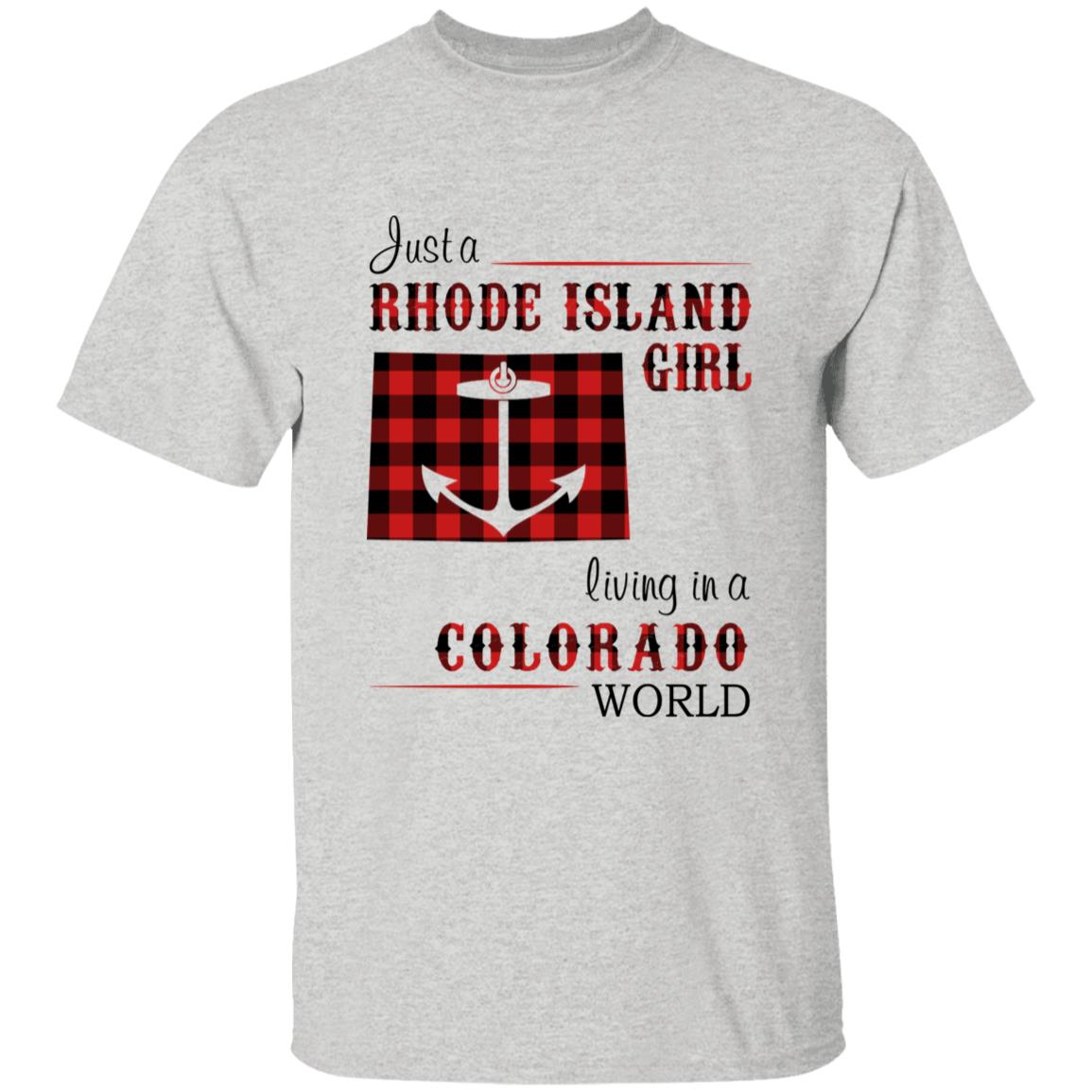 Just A Rhode Island Girl Living In A Colorado World T-shirt - T-shirt Born Live Plaid Red Teezalo