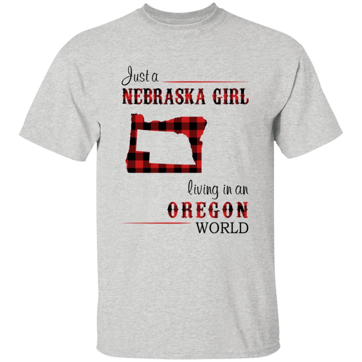 Just A Nebraska Girl Living In An Oregon World T-shirt - T-shirt Born Live Plaid Red Teezalo