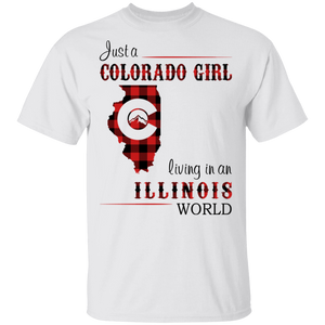 Just A Colorado Girl Living In An Illinois World T-shirt - T-shirt Born Live Plaid Red Teezalo