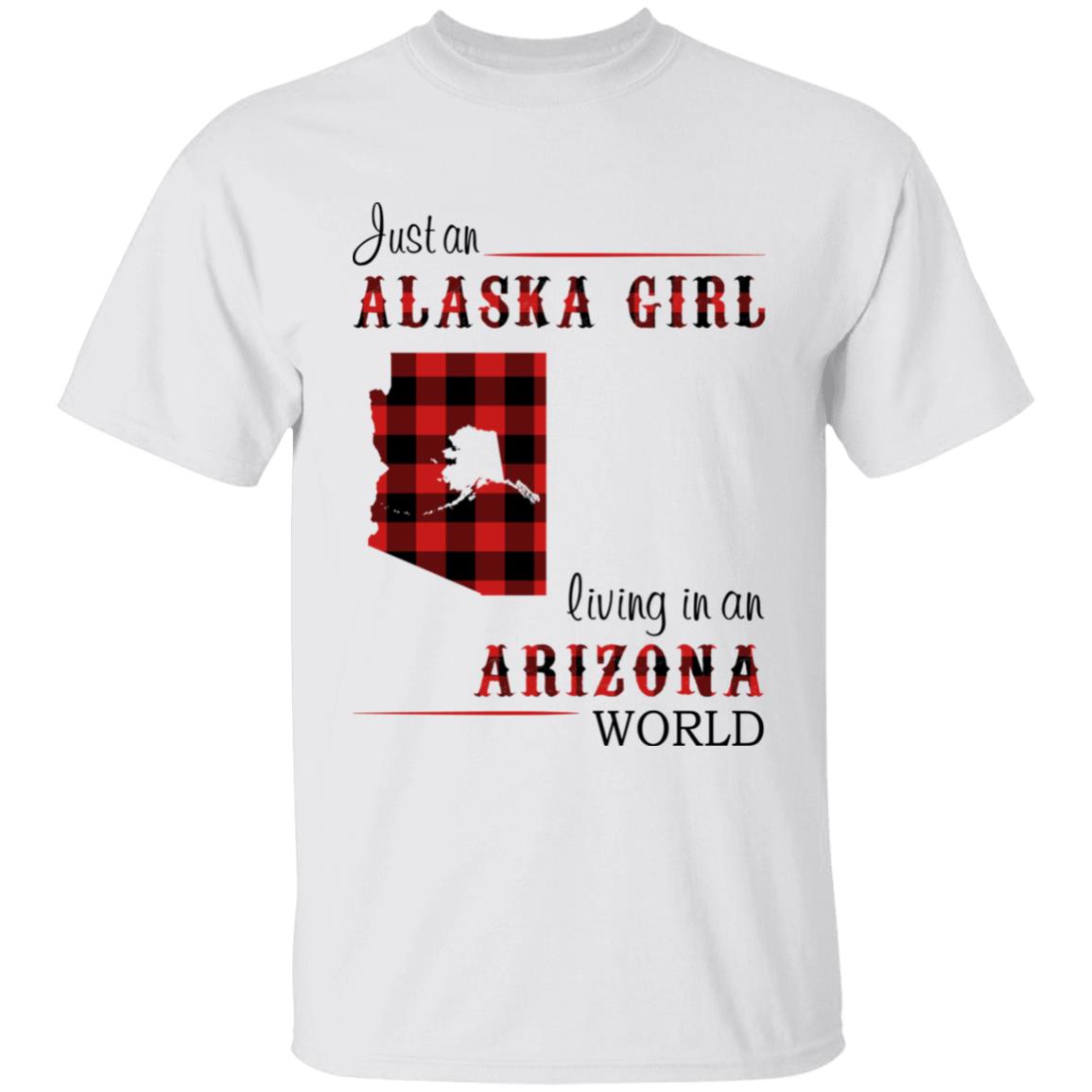 Just An Alaska Girl Living In An Arizona World T-shirt - T-shirt Born Live Plaid Red Teezalo