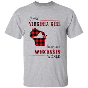 Just A Virginia Girl Living In A Wisconsin World T-shirt - T-shirt Born Live Plaid Red Teezalo