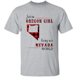 Just An Oregon Girl Living In A Nevada World T-shirt - T-shirt Born Live Plaid Red Teezalo