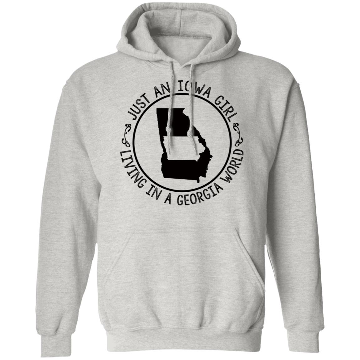 Just An Iowa Girl Living In A Georgia World Hoodie - Hoodie Teezalo