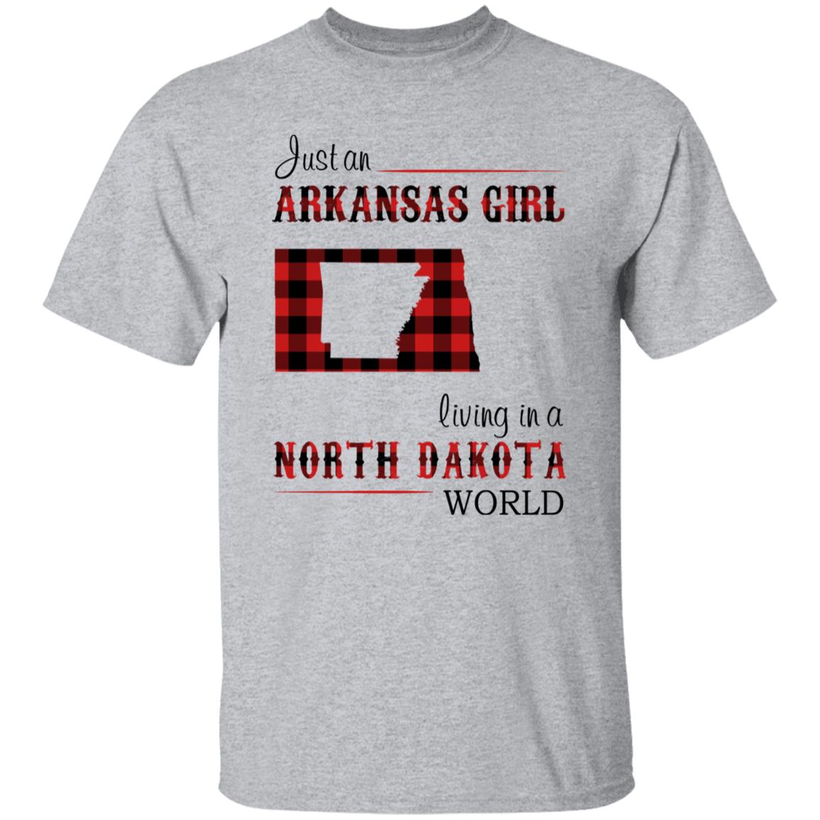 Just An Arkansas Girl Living In A North Dakota World T-shirt - T-shirt Born Live Plaid Red Teezalo