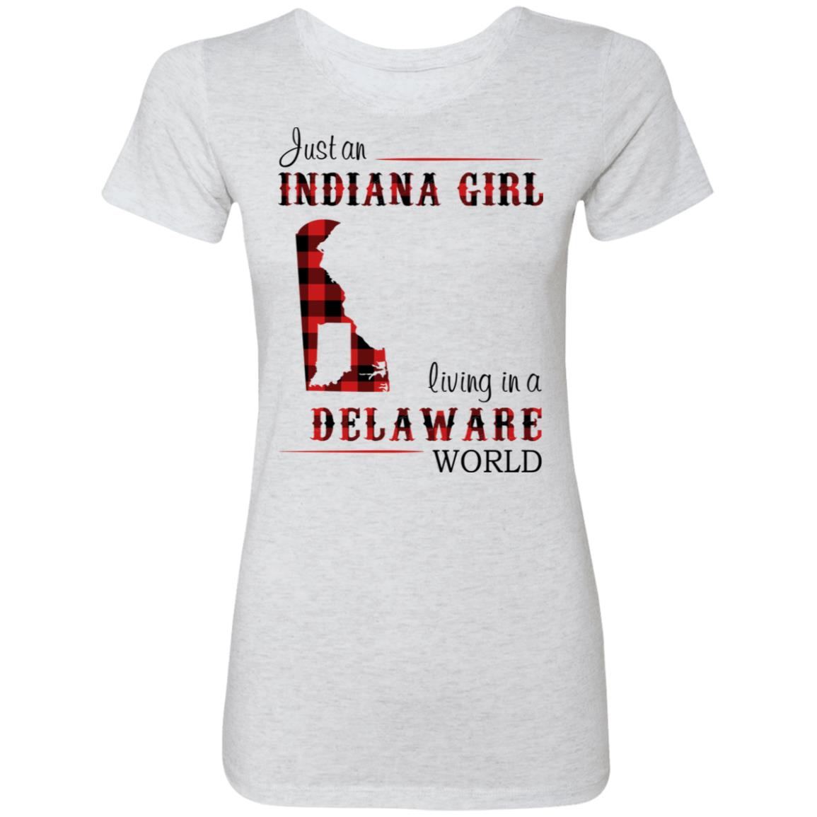 Just An Indiana Girl Living In A Delaware World T-Shirt - T-shirt Born Live Plaid Red Teezalo