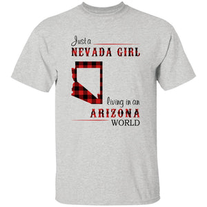 Just A Nevada Girl Living In An Arizona World T-shirt - T-shirt Born Live Plaid Red Teezalo