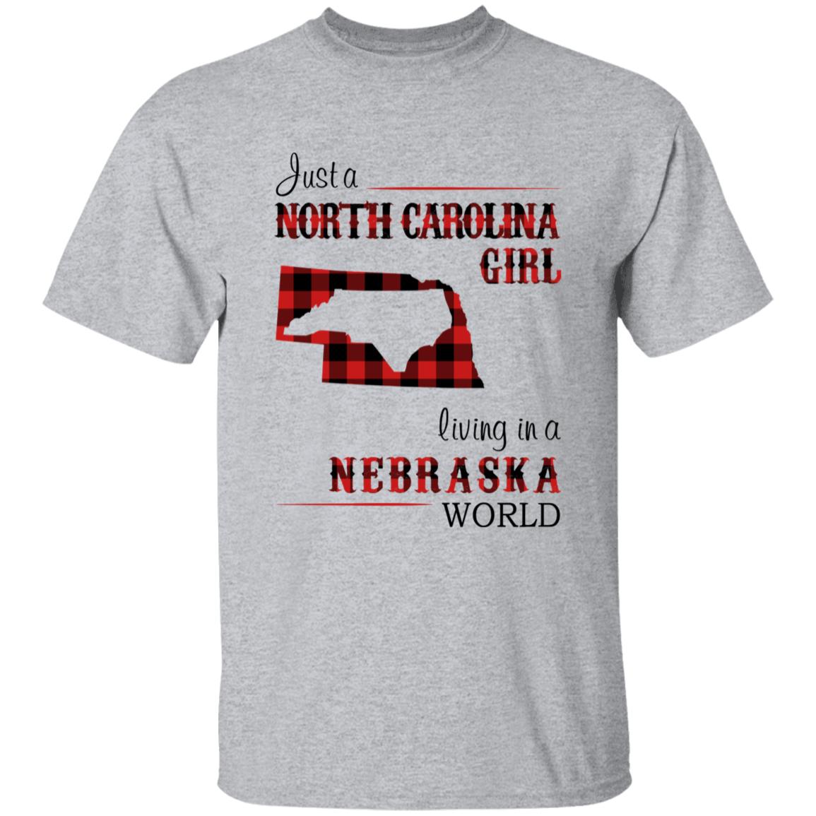 Just A North Carolina Girl Living In A Nebraska World T-shirt - T-shirt Born Live Plaid Red Teezalo