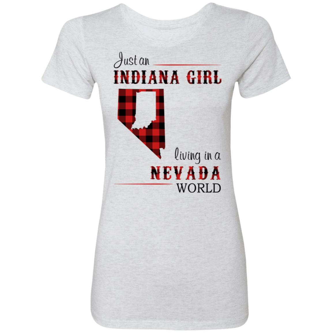 Just An Indiana Girl Living In A Nevada World T-Shirt - T-shirt Born Live Plaid Red Teezalo
