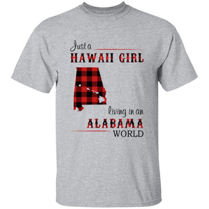 Just A Hawaii Girl Living In An Alabama World T-shirt - T-shirt Born Live Plaid Red Teezalo