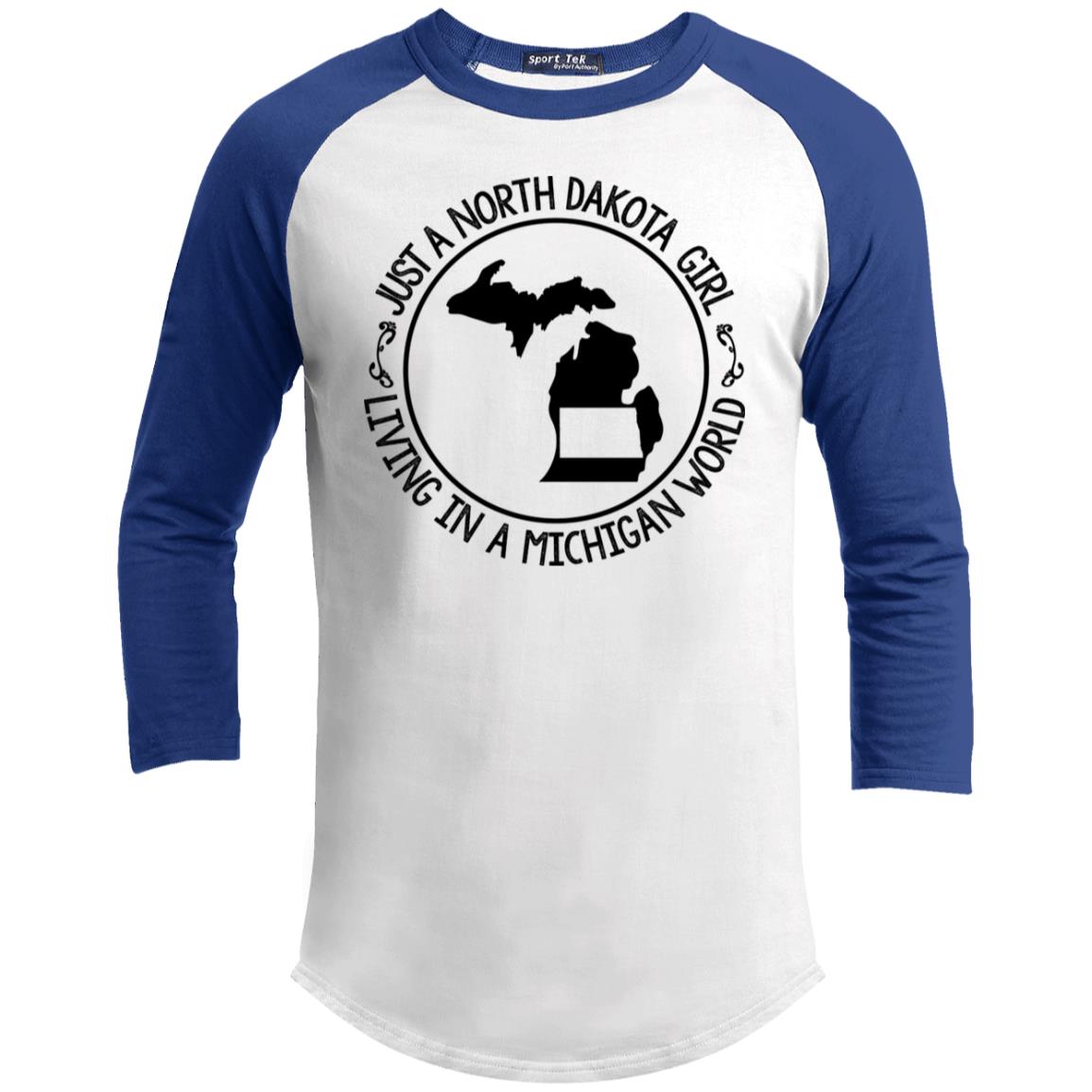 North Dakota Girl Living In Michigan World T Shirt - T-shirt Teezalo