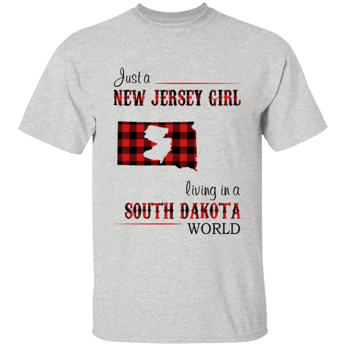 Just A New Jersey Girl Living In A South Dakota World T-shirt - T-shirt Born Live Plaid Red Teezalo