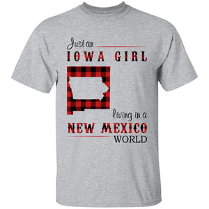 Just An Iowa Girl Living In A New Mexico World T-shirt - T-shirt Born Live Plaid Red Teezalo