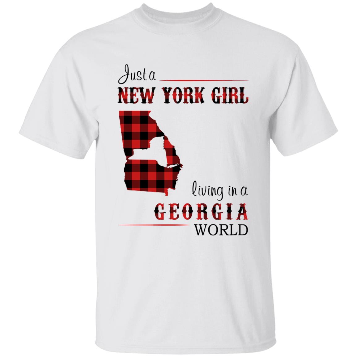 Just A New York Girl Living In A Georgia World T-shirt - T-shirt Born Live Plaid Red Teezalo