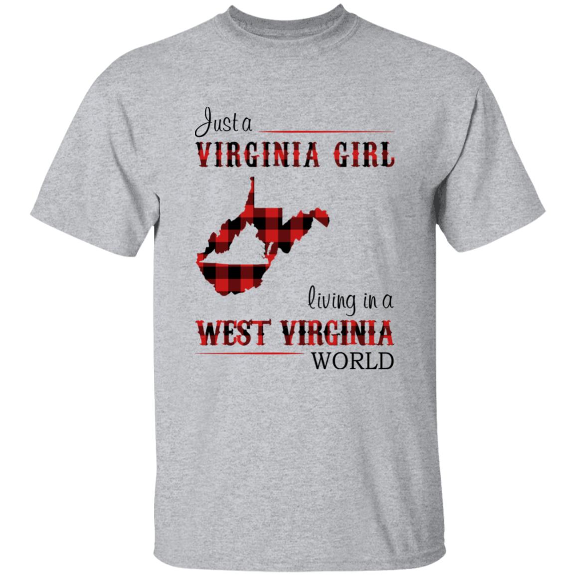 Just A Virginia Girl Living In A West Virginia Girl T-shirt - T-shirt Born Live Plaid Red Teezalo