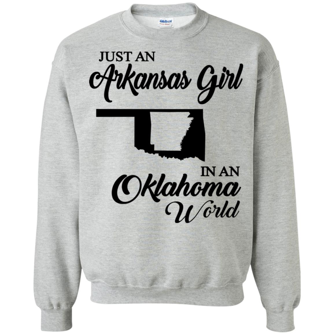 Just An Arkansas Girl In An Oklahoma World T-Shirt - T-shirt Teezalo