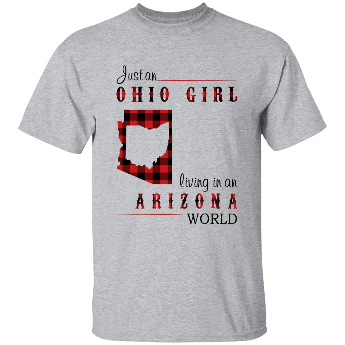 Just An Ohio Girl Living In An Arizona World T-shirt - T-shirt Born Live Plaid Red Teezalo
