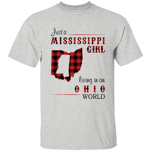 Just A Mississippi Girl Living In An Ohio World T-shirt - T-shirt Born Live Plaid Red Teezalo