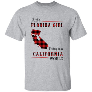 Just A Florida Girl Living In A California World T-shirt - T-shirt Born Live Plaid Red Teezalo