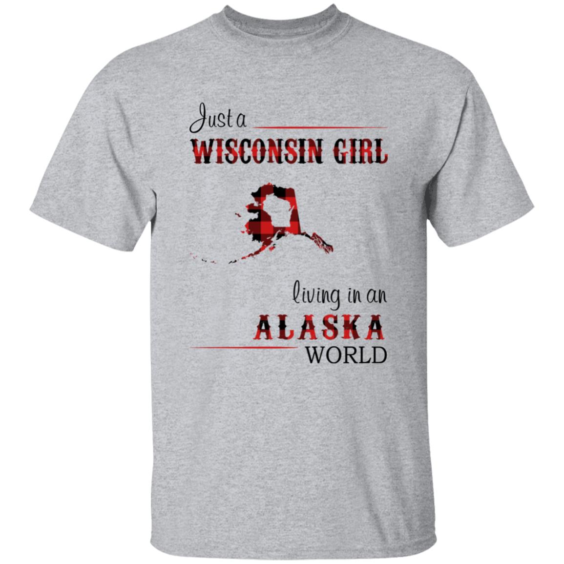 Just A Wisconsin Girl Living In An Alaska World T-shirt - T-shirt Born Live Plaid Red Teezalo