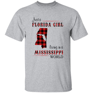 Just Florida Girl Living In A Mississippi World T-shirt - T-shirt Born Live Plaid Red Teezalo